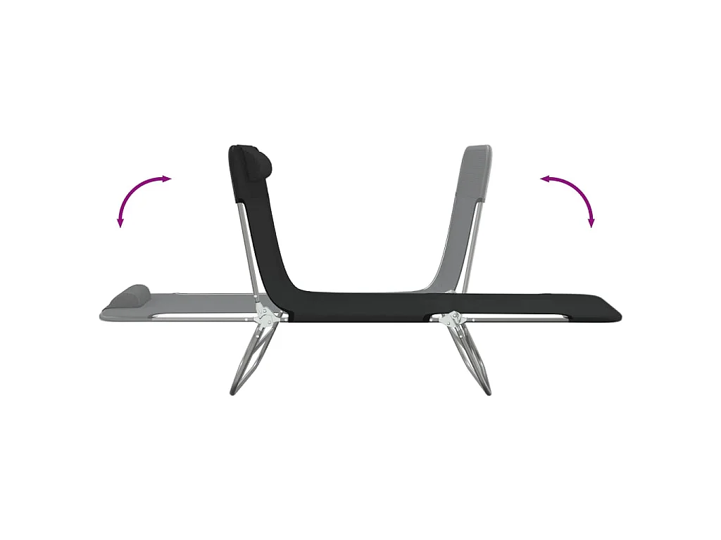 Chaises longues pliables lot de 2 noir textilène et acier