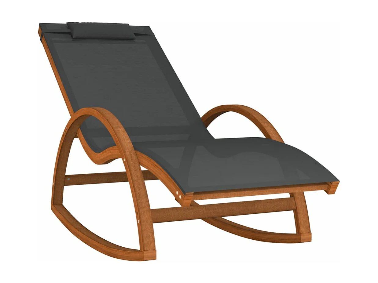 Schommelstoel textileen en massief populierenhout grijs