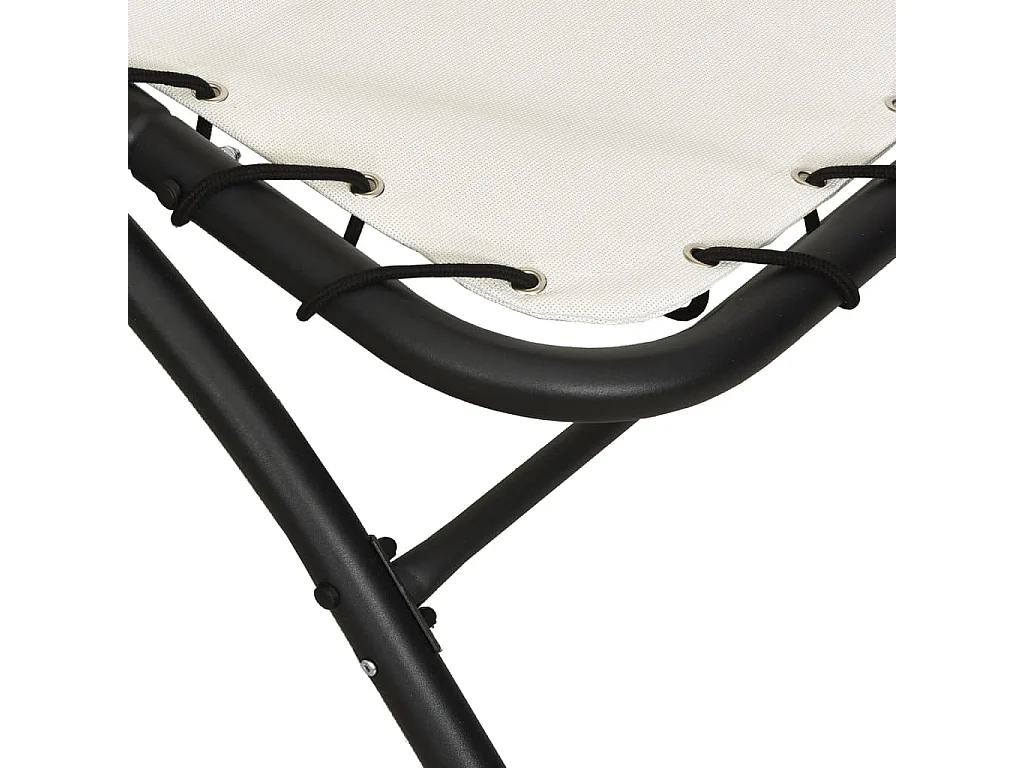 Chaise longue avec auvent crème 167x80x195 cm tissu et acier