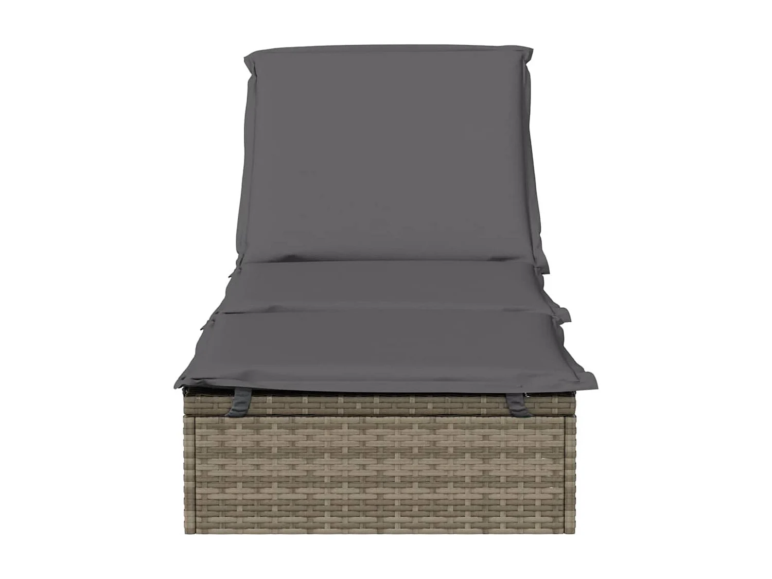 Sonnenliege 1 Stk. mit Auflage Grau 201x55x62 cm Poly Rattan