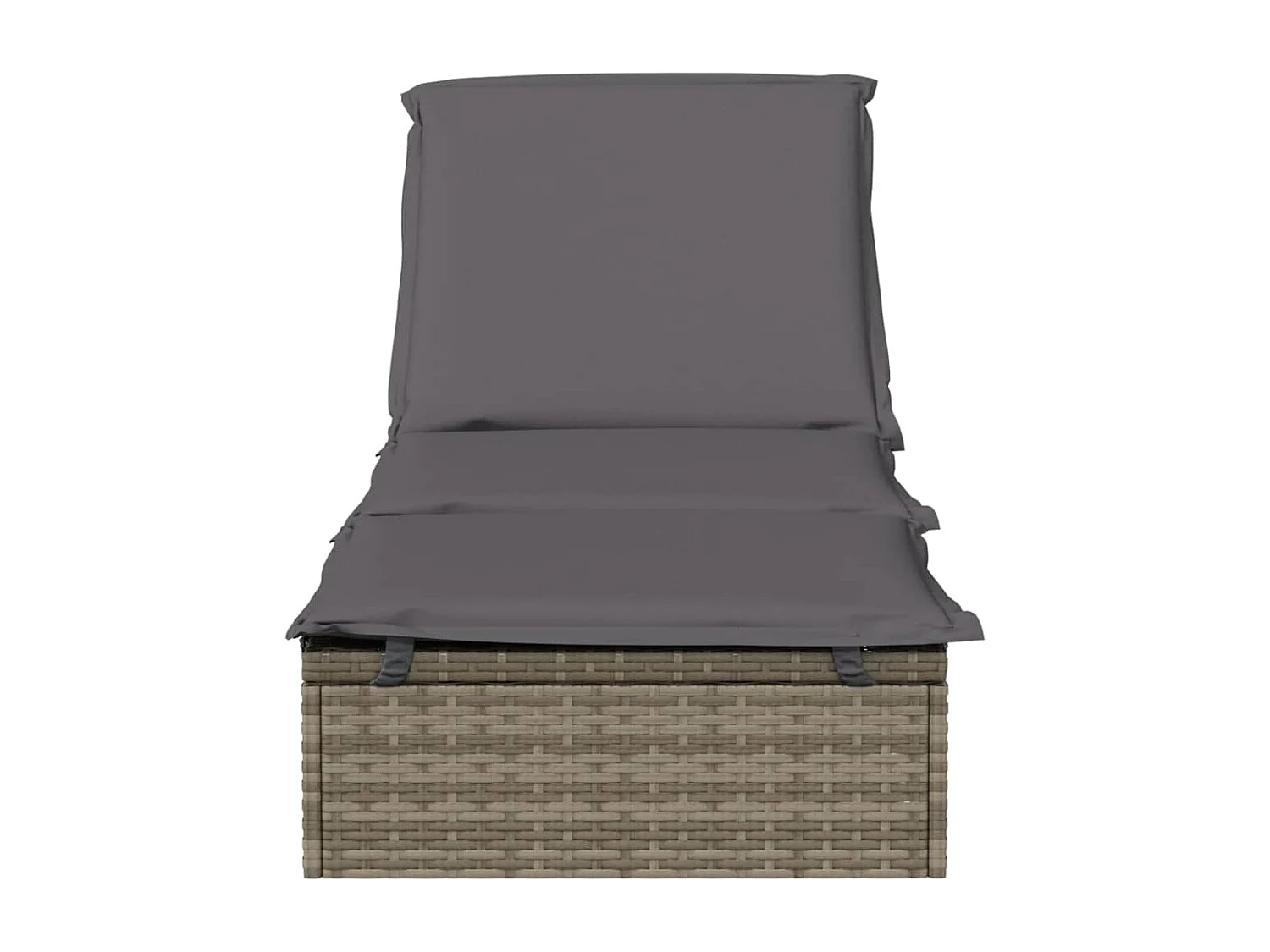 Sonnenliege 1 Stk. mit Auflage Grau 201x55x62 cm Poly Rattan