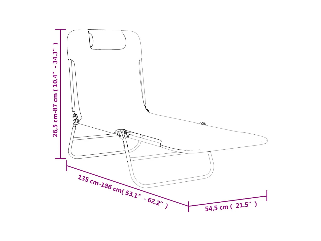 Chaises longues pliables lot de 2 rouge textilène et acier