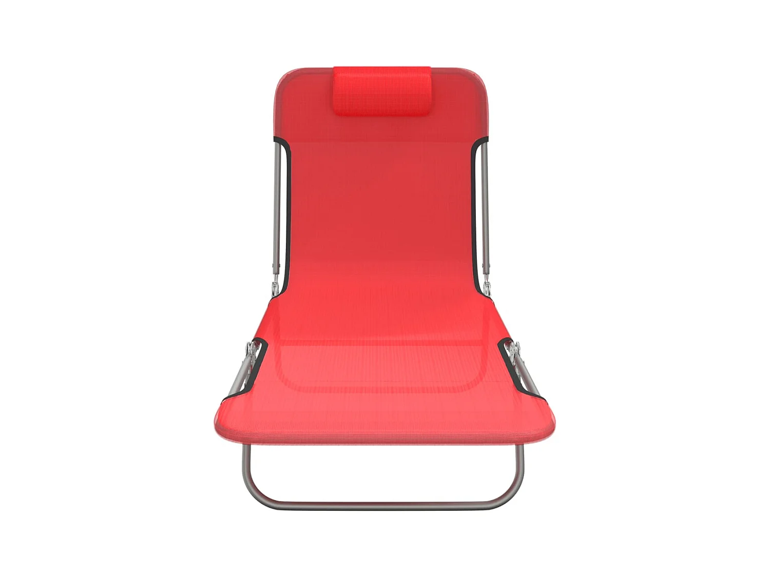 Chaises longues pliables lot de 2 rouge textilène et acier