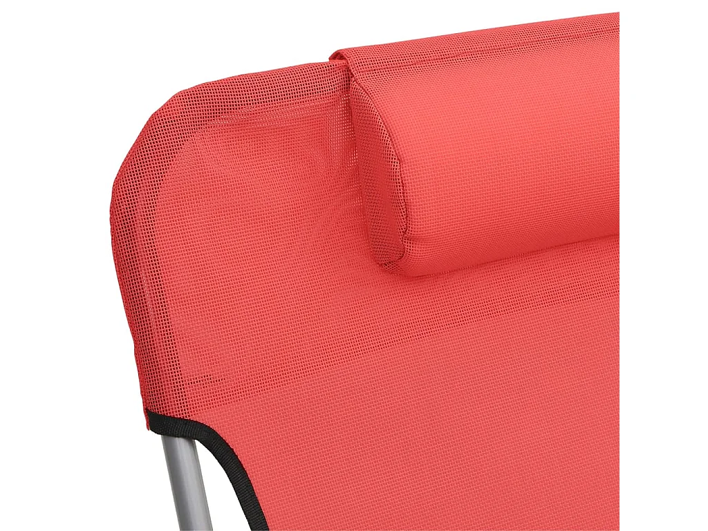 Chaises longues pliables lot de 2 rouge textilène et acier