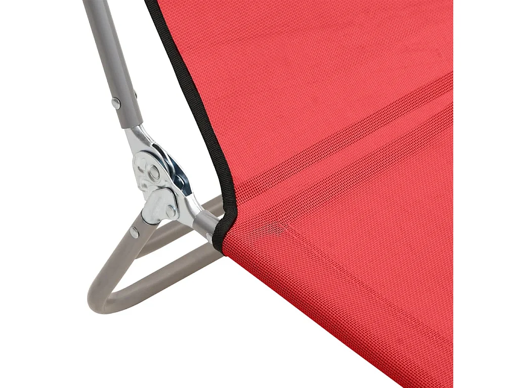 Chaises longues pliables lot de 2 rouge textilène et acier