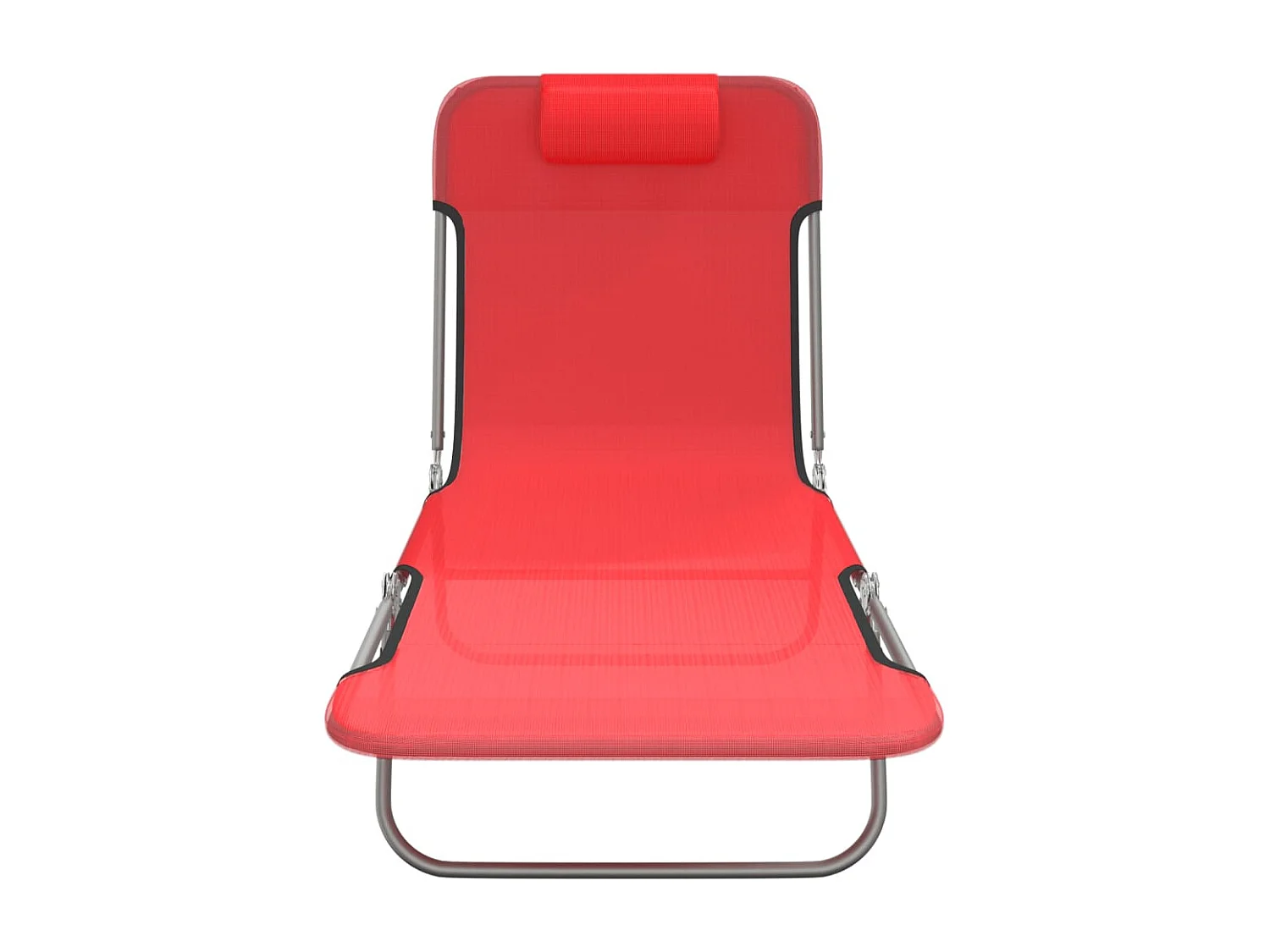 Chaises longues pliables lot de 2 rouge textilène et acier