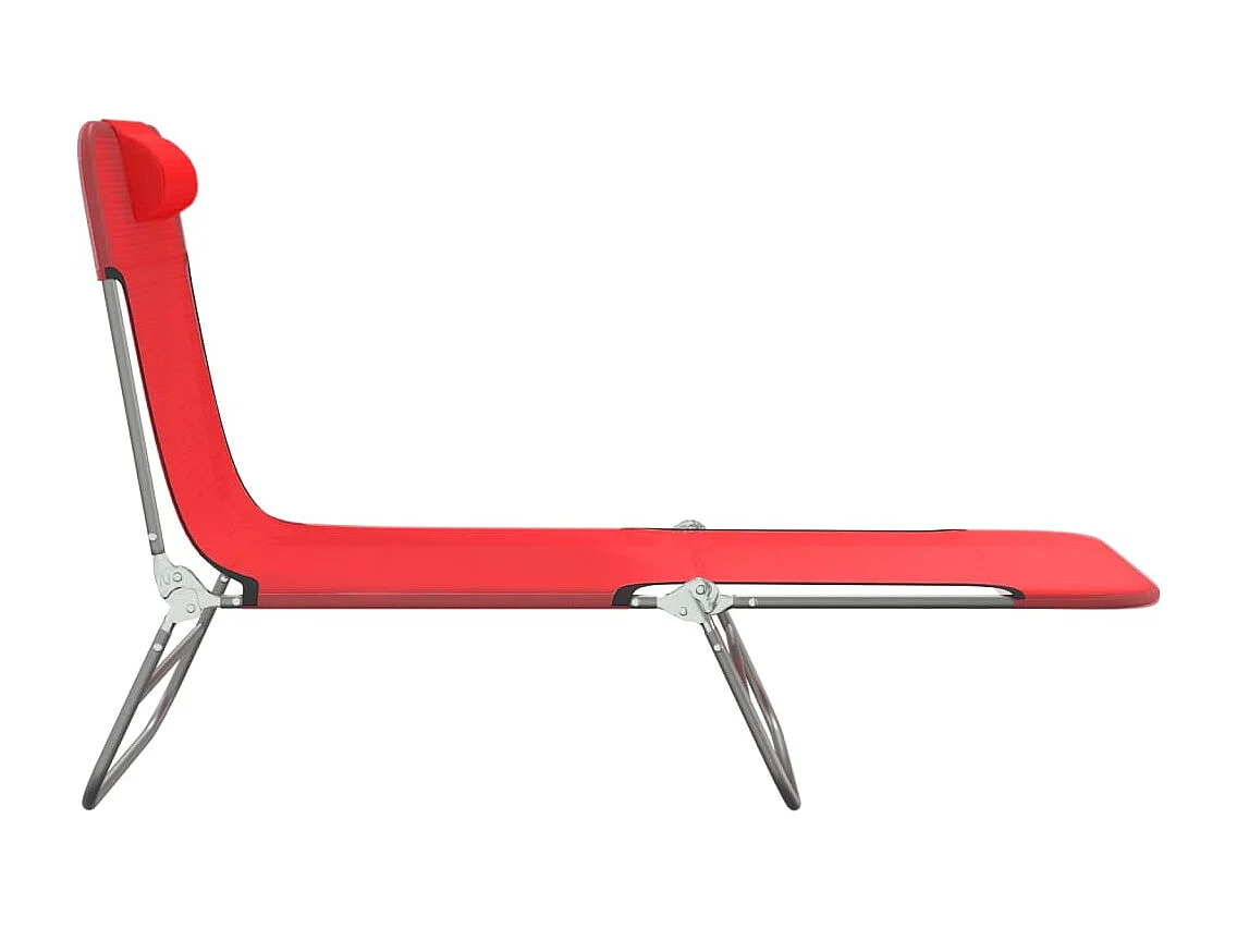 Chaises longues pliables lot de 2 rouge textilène et acier