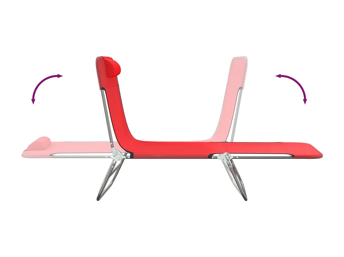 Chaises longues pliables lot de 2 rouge textilène et acier