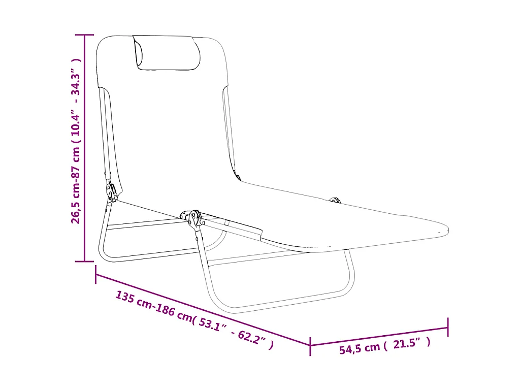 Chaises longues pliables lot de 2 rouge textilène et acier
