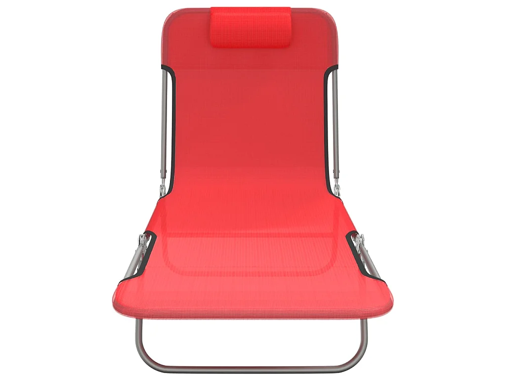 Chaises longues pliables lot de 2 rouge textilène et acier
