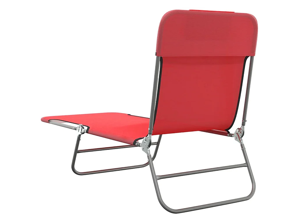 Chaises longues pliables lot de 2 rouge textilène et acier