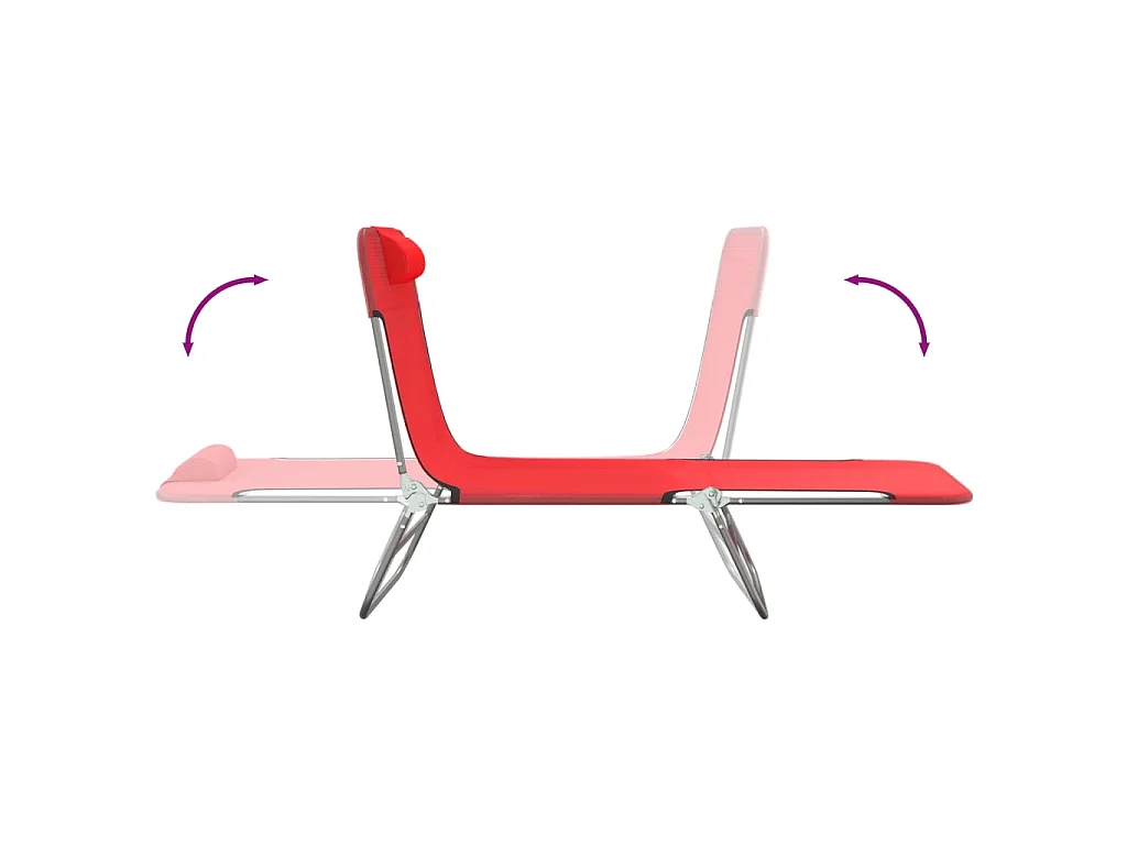 Chaises longues pliables lot de 2 rouge textilène et acier