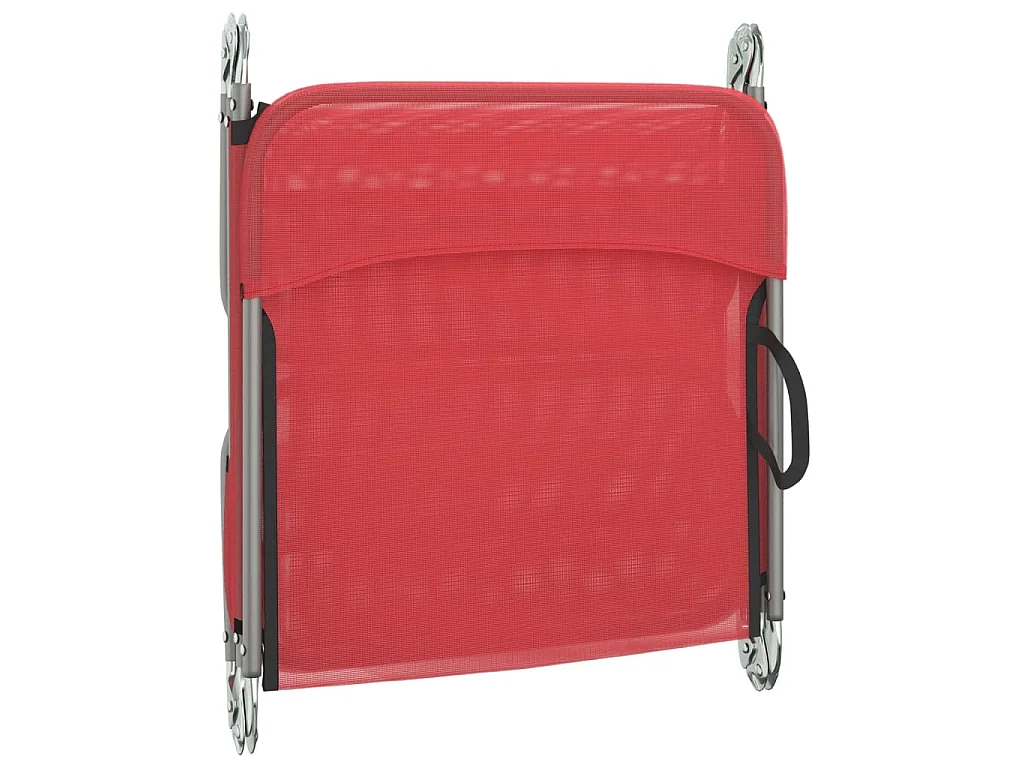 Chaises longues pliables lot de 2 rouge textilène et acier