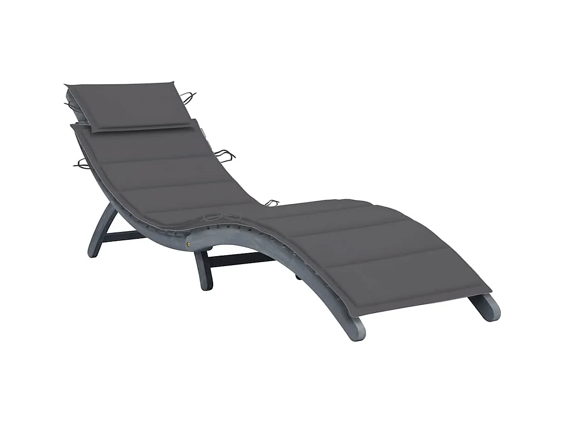 Chaise longue avec coussin Gris Bois d'acacia solide