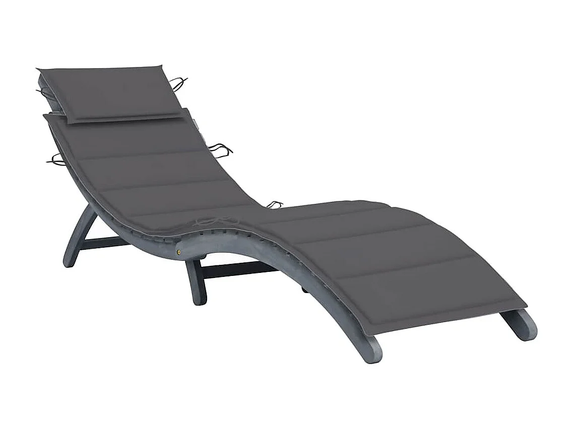 Lettino Prendisole con Cuscino in Legno Massello di Acacia