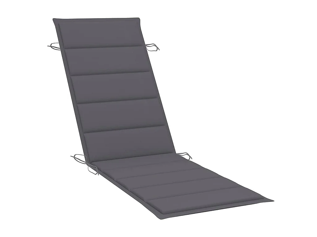 Sonnenliege mit Auflage Grau Massivholz Akazie