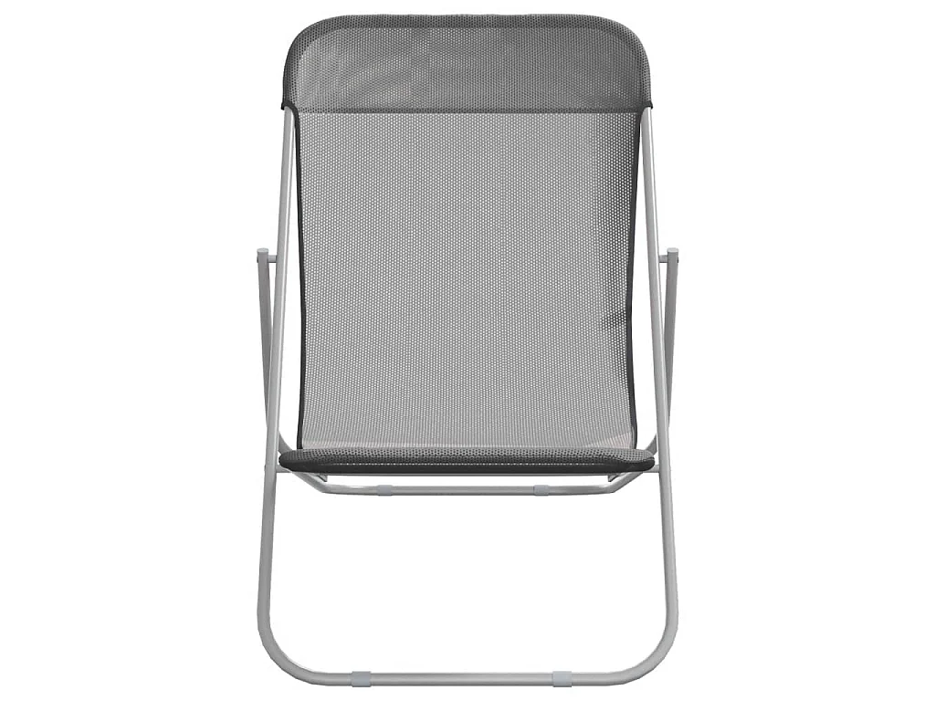 Strandstoelen 2 st textileen en gepoedercoat staal grijs