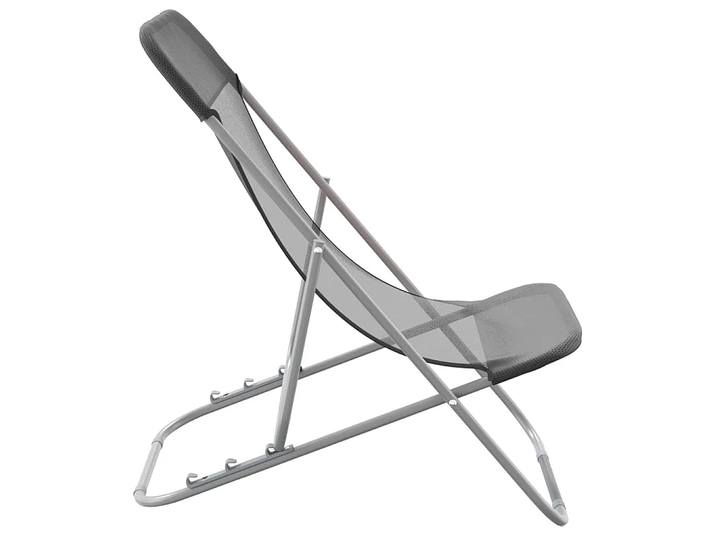 Strandstoelen 2 st textileen en gepoedercoat staal grijs