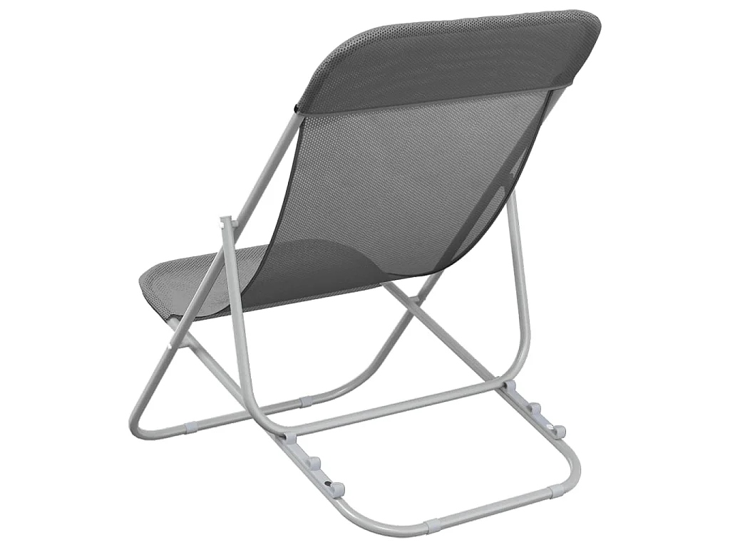 Strandstoelen 2 st textileen en gepoedercoat staal grijs