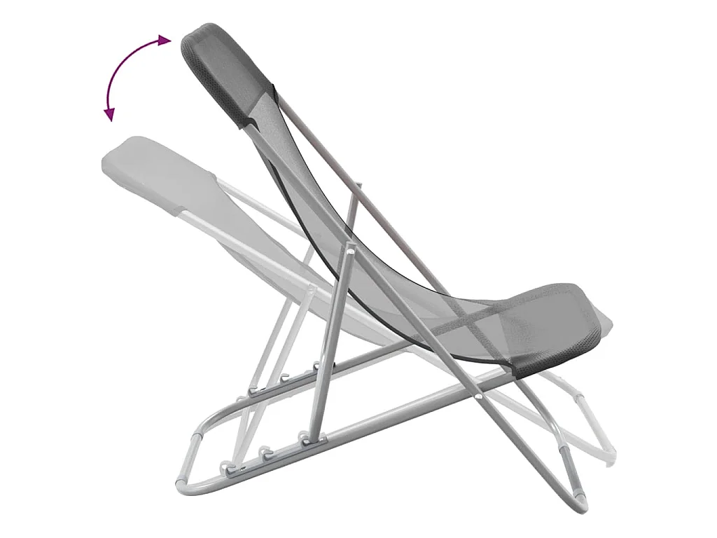 Strandstoelen 2 st textileen en gepoedercoat staal grijs