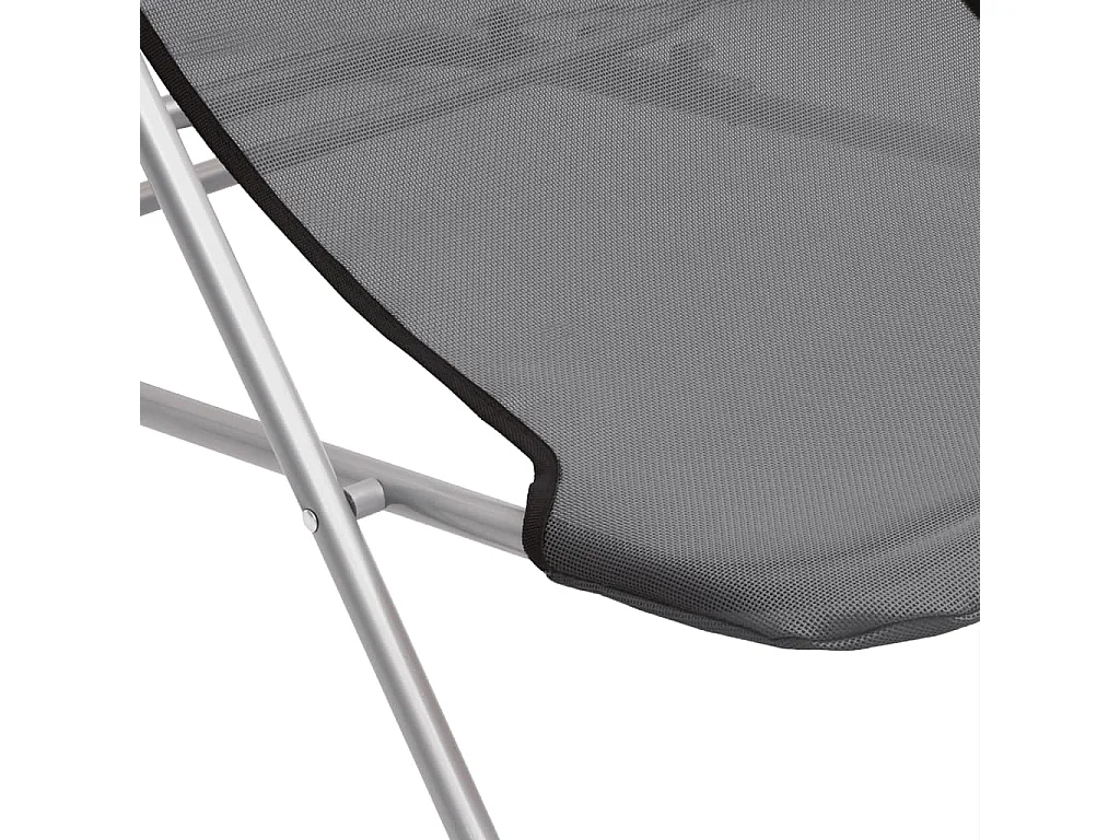 Strandstoelen 2 st textileen en gepoedercoat staal grijs
