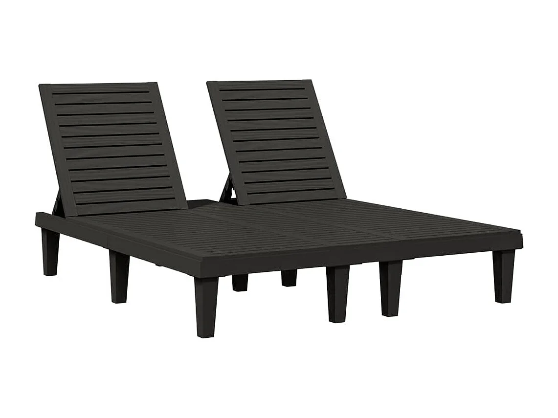 Chaise longue double noir 155x138x83 cm polypropylène