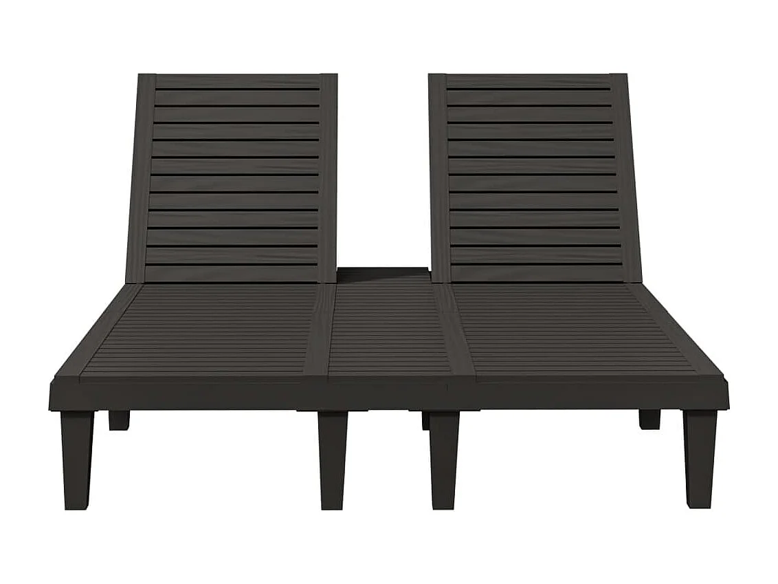 Chaise longue double noir 155x138x83 cm polypropylène