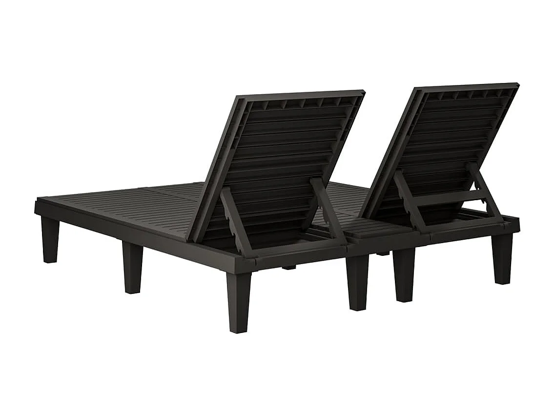 Chaise longue double noir 155x138x83 cm polypropylène