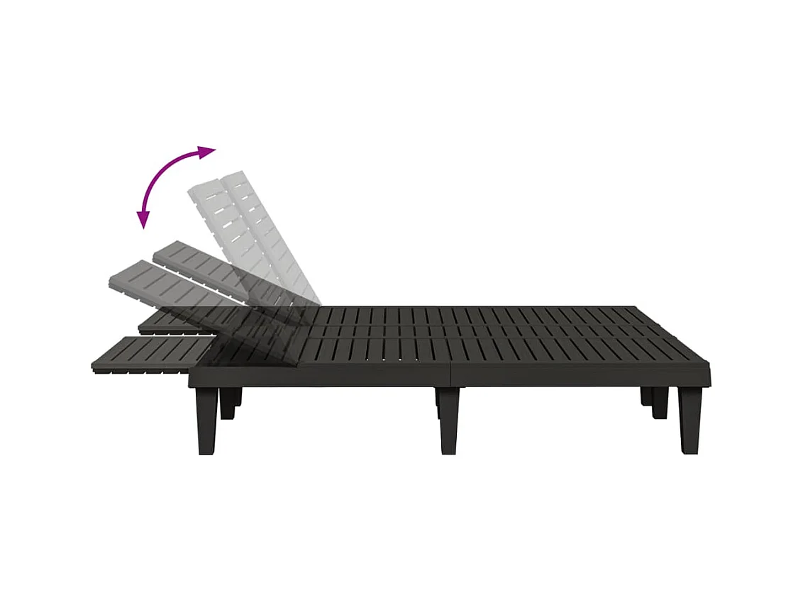 Chaise longue double noir 155x138x83 cm polypropylène
