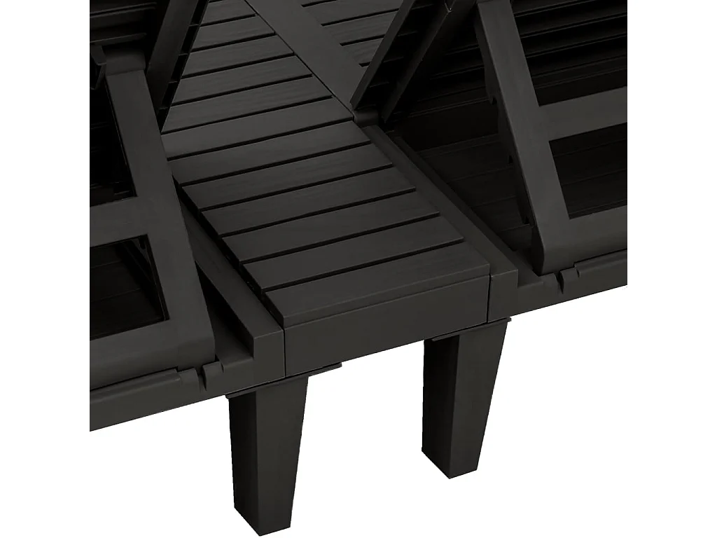 Chaise longue double noir 155x138x83 cm polypropylène