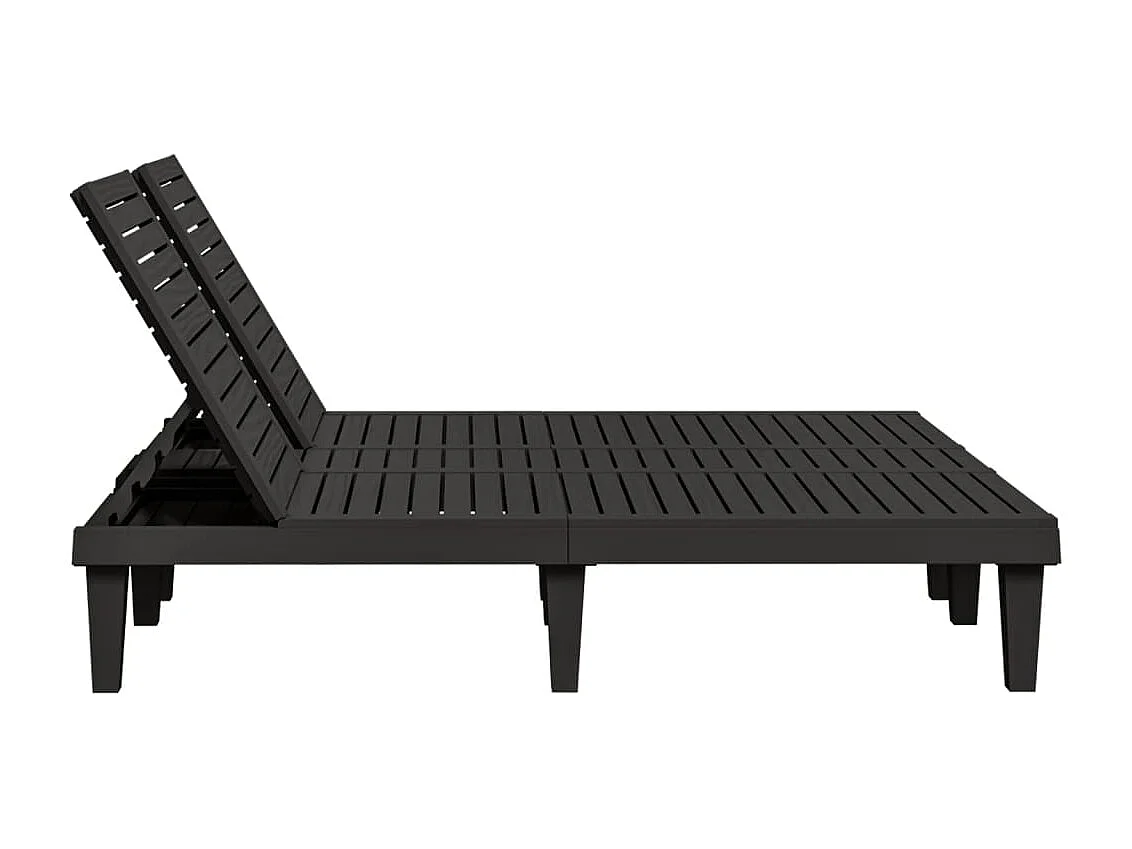 Espreguiçadeira dupla 155x138x83 cm polipropileno preto