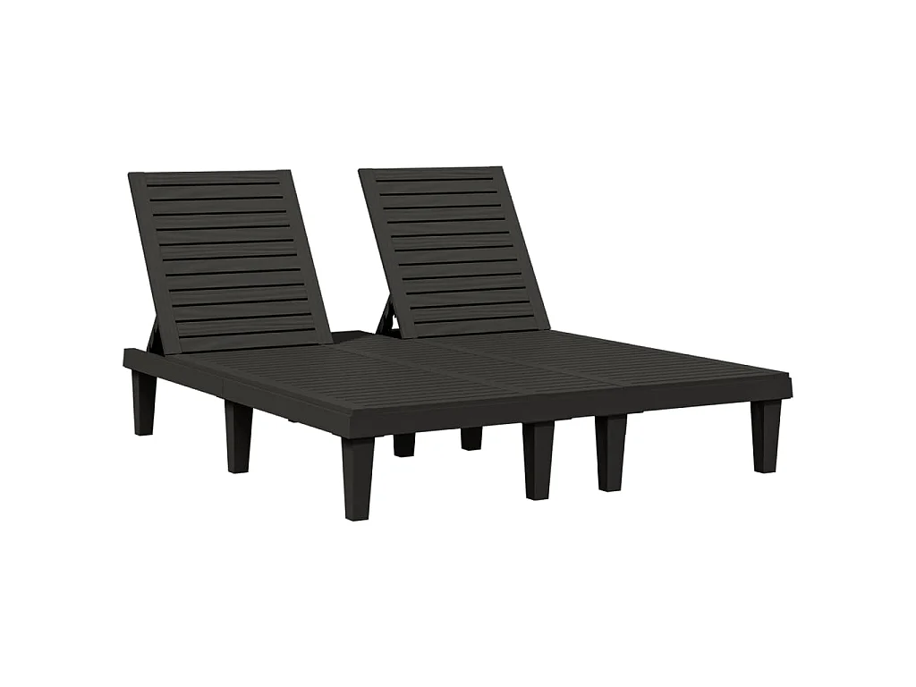 Chaise longue double noir 155x138x83 cm polypropylène