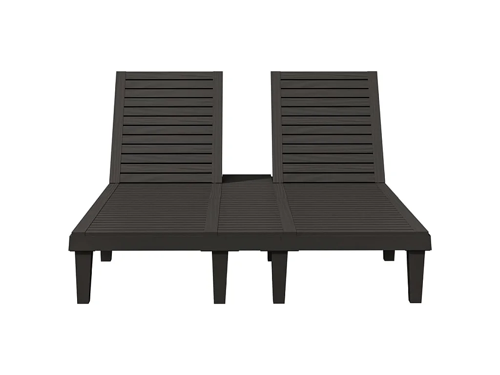 Chaise longue double noir 155x138x83 cm polypropylène