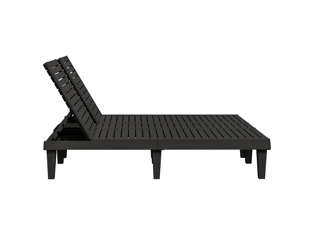 Chaise longue double noir 155x138x83 cm polypropylène