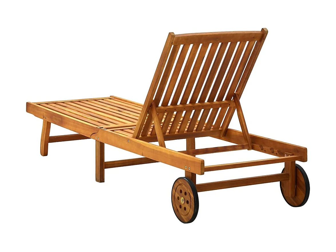Chaise longue de jardin avec coussin Bois d'acacia solide