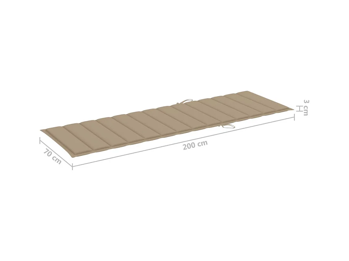 Lettino Prendisole Doppio con Cuscini Beige in Pino Impregnato