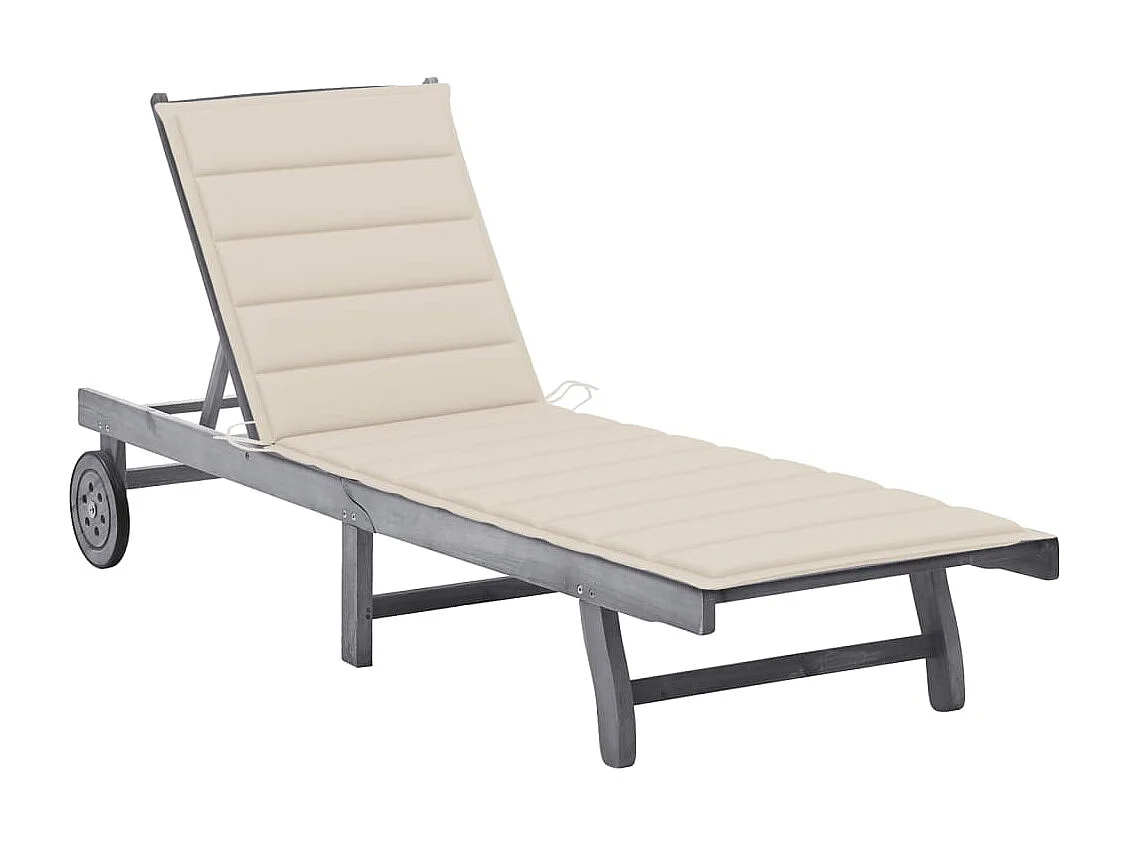 Chaise longue de jardin avec coussin Gris Bois d'acacia solide