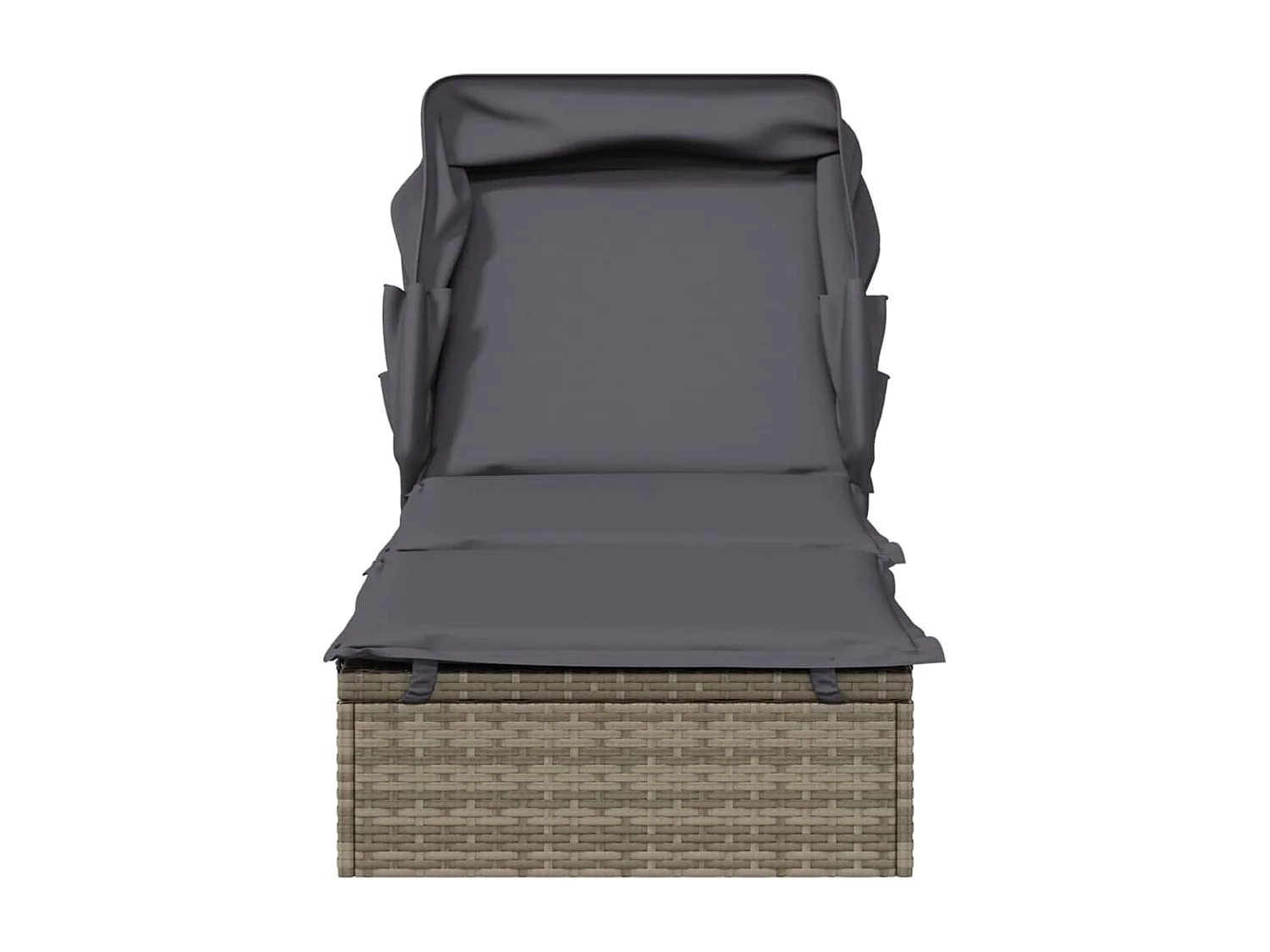 Transat avec toit pliable gris 213x63x97 cm résine tressée