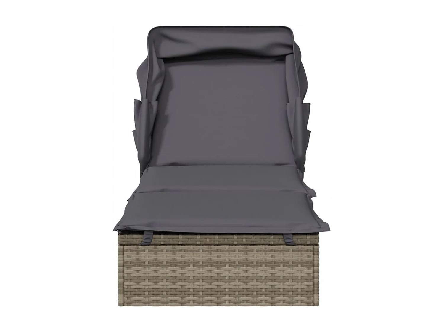 Ligbed met inklapbaar dak 213x63x97 cm poly rattan grijs