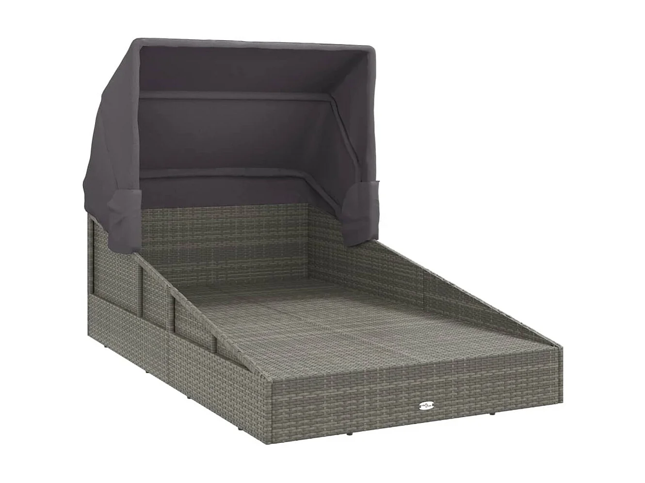 Transat avec toit pliable gris 200x114x128 cm résine tressée