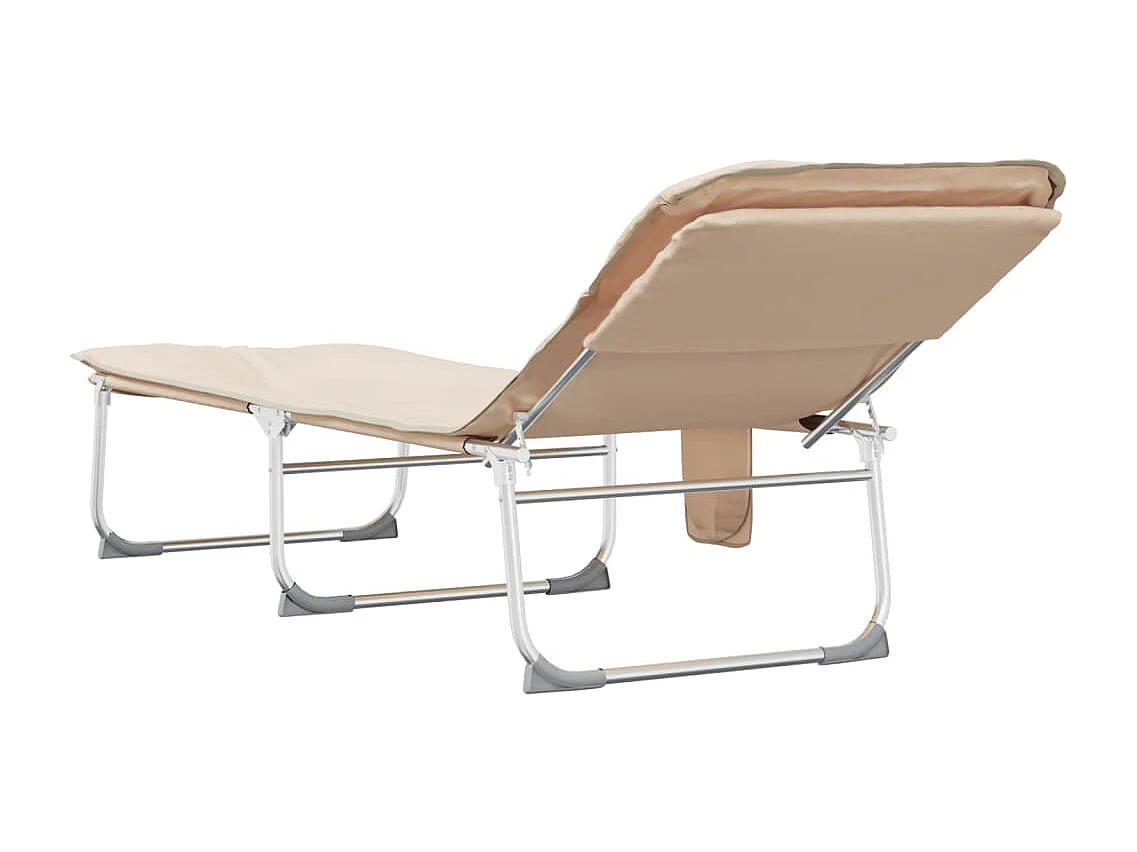 Chaise longue pliable beige tissu