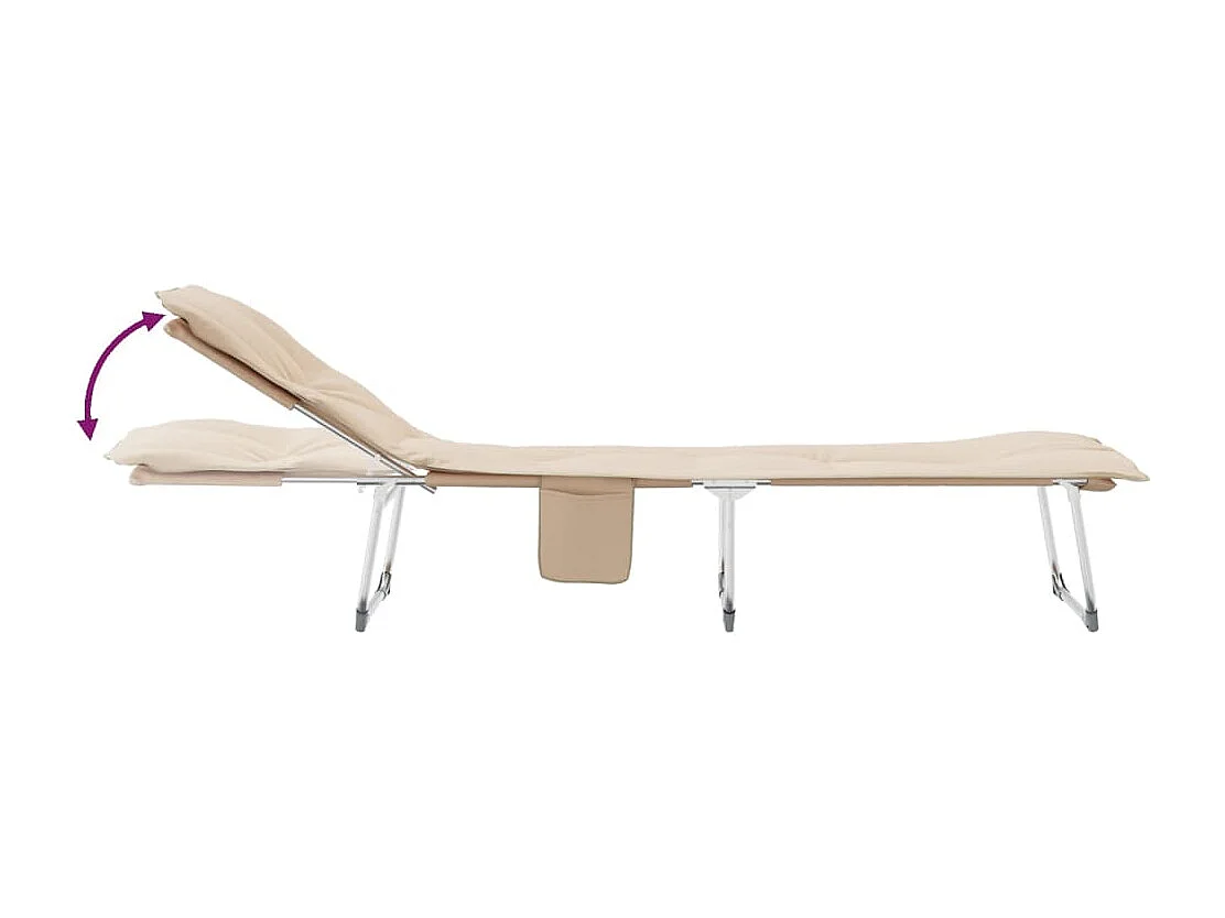 Chaise longue pliable beige tissu