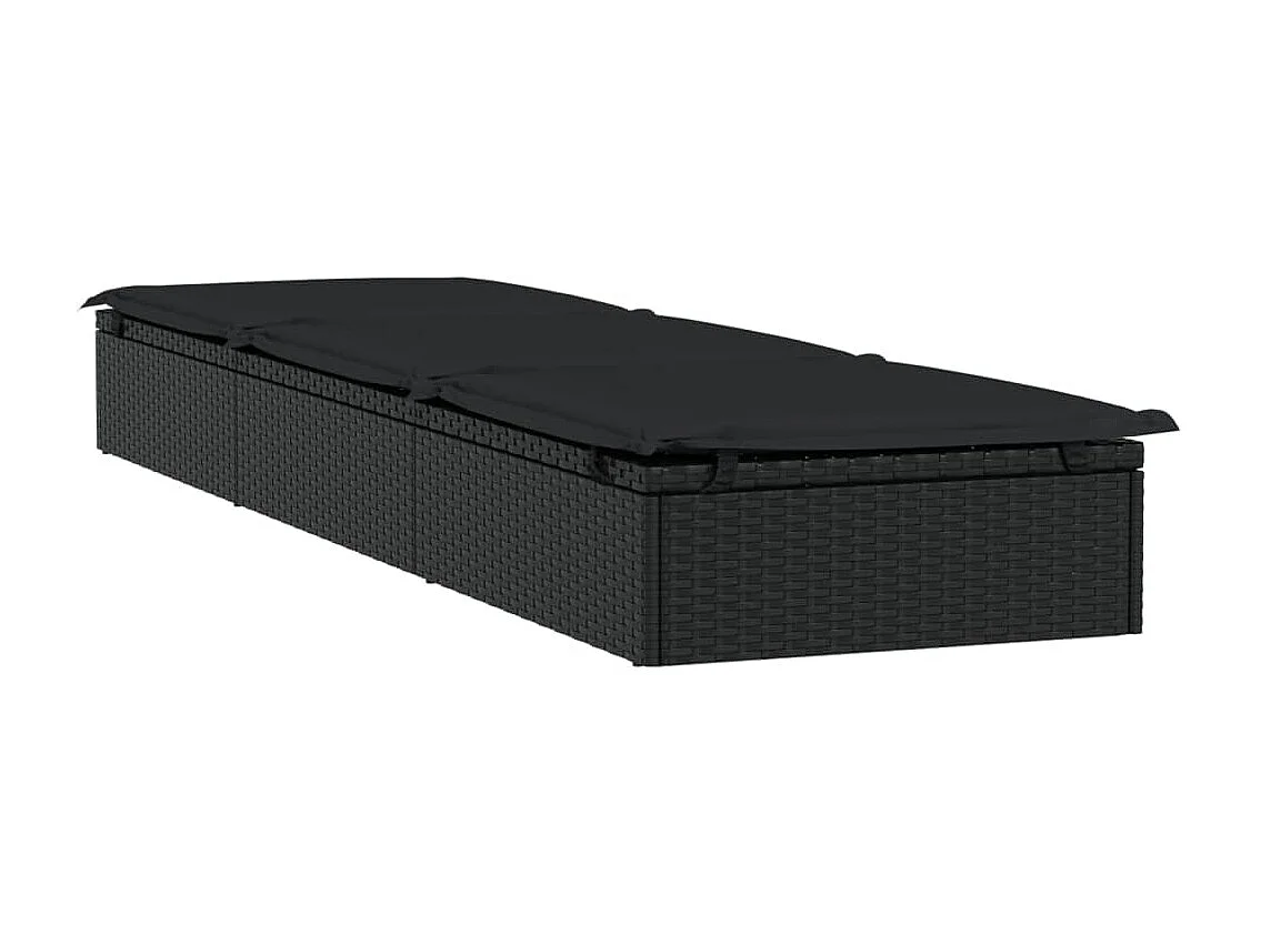 Lettino 1 pz con Cuscino Nero 201x55x62 cm in Polyrattan