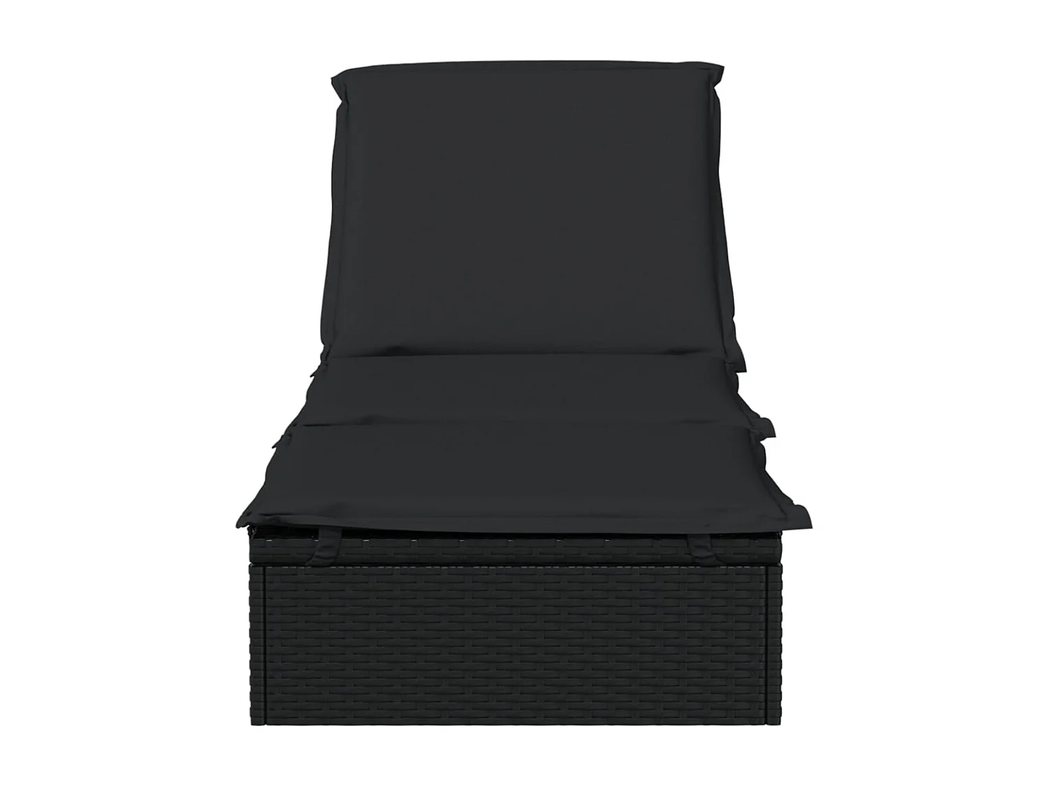 Lettino 1 pz con Cuscino Nero 201x55x62 cm in Polyrattan