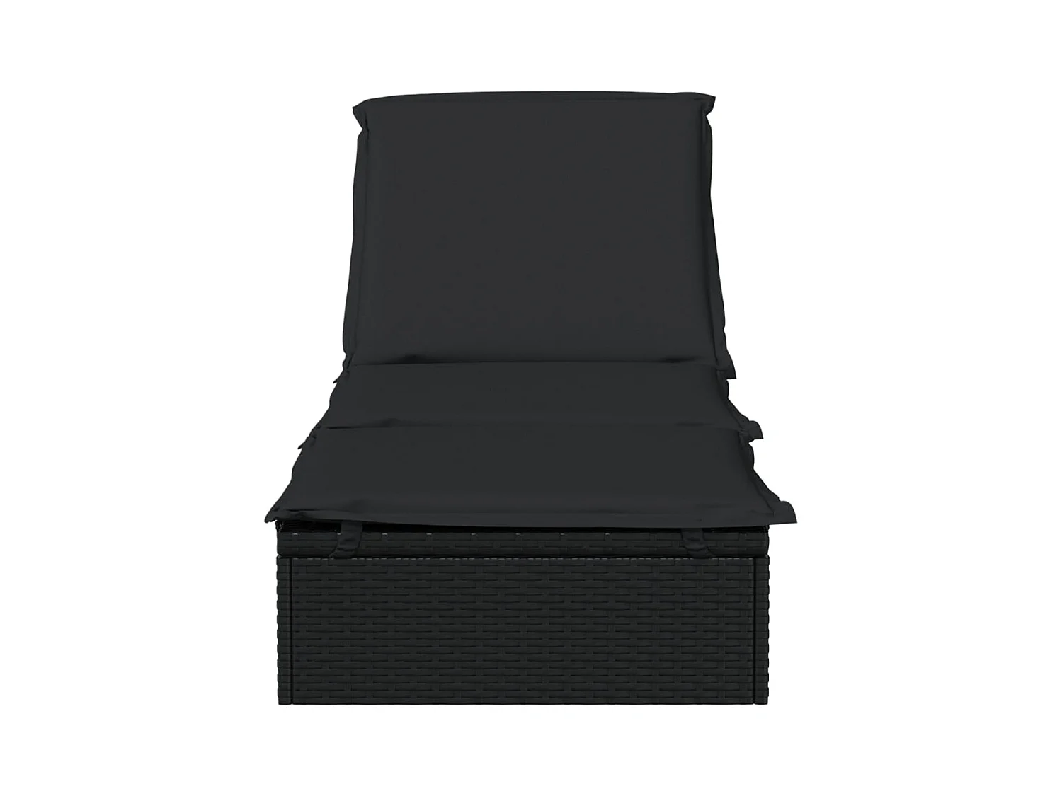 Tumbona 1 ud con cojín ratán sintético negro 201x55x62 cm