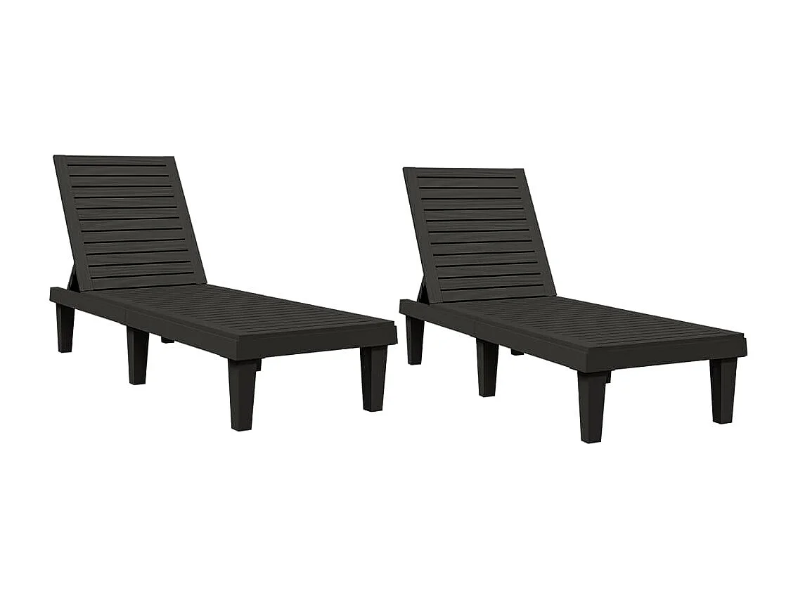 Chaises longues lot de 2 noir 155x58x83 cm polypropylène