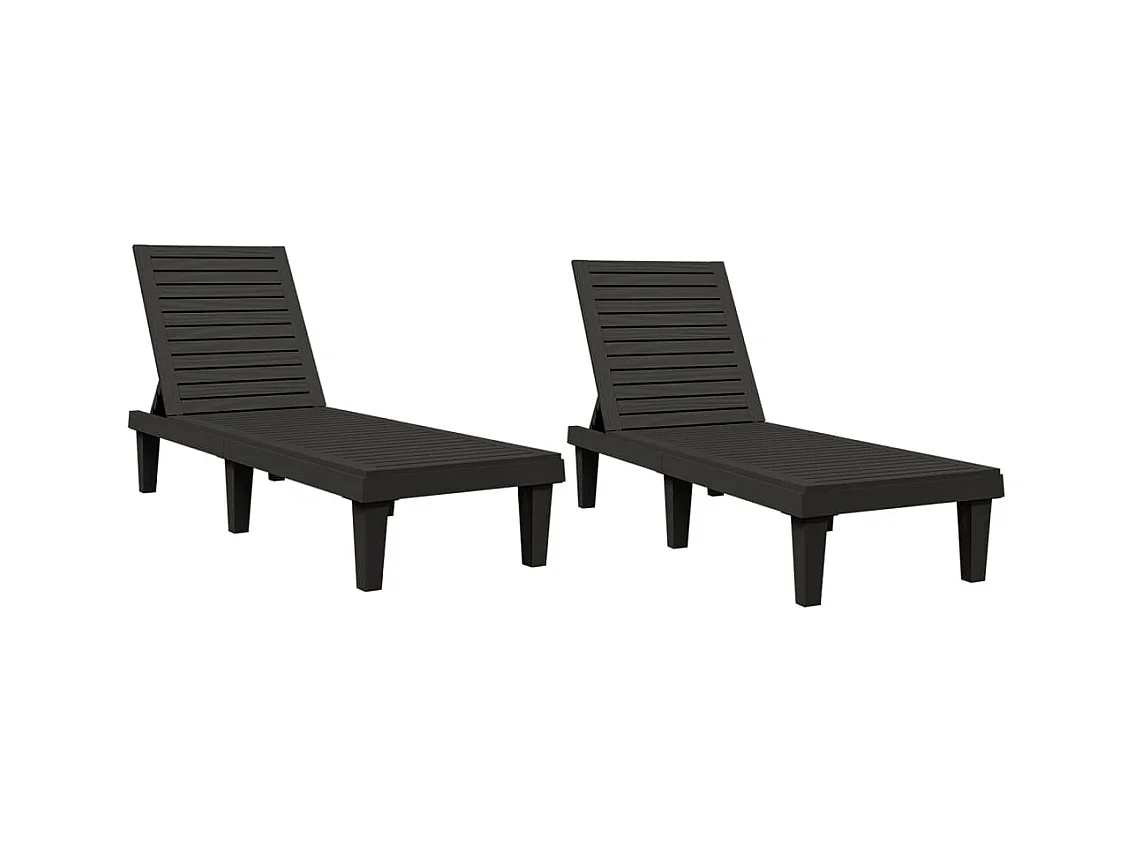 Chaises longues lot de 2 noir 155x58x83 cm polypropylène