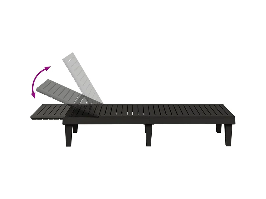 Chaises longues lot de 2 noir 155x58x83 cm polypropylène