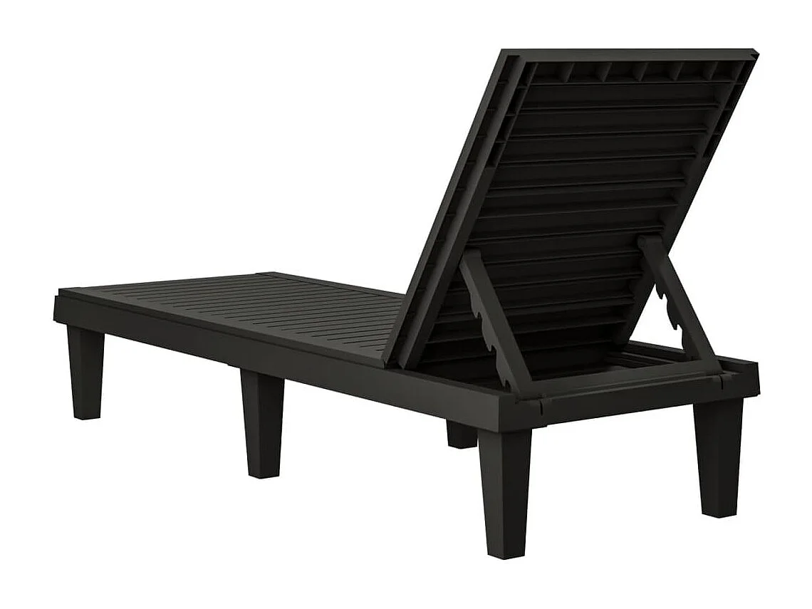 Ligbedden 2 st 155x58x83 cm polypropeen zwart