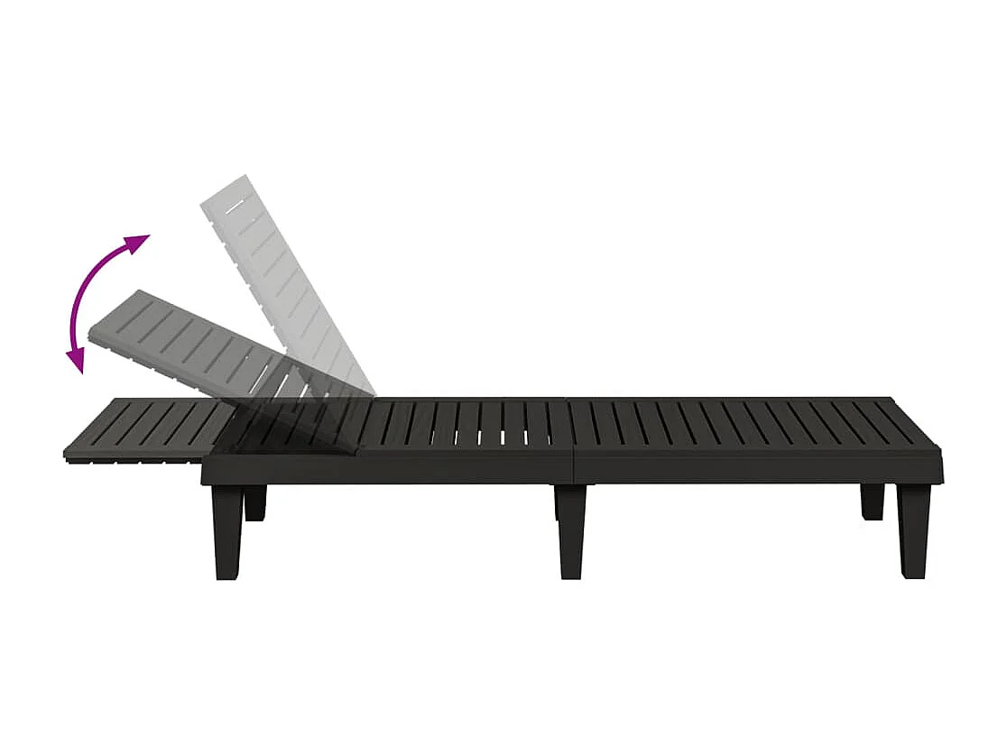 Ligbedden 2 st 155x58x83 cm polypropeen zwart